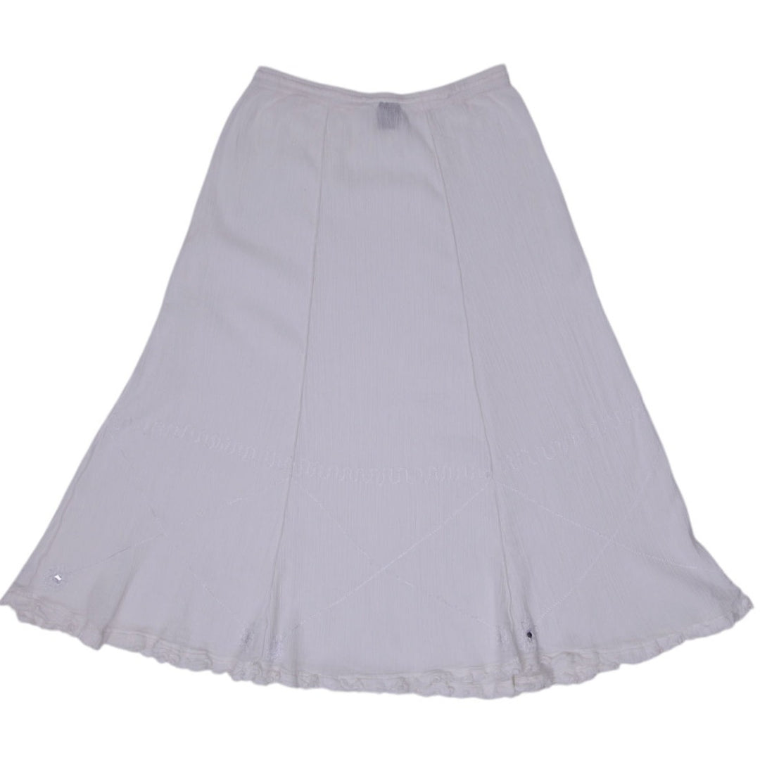 Y2K Ladies Cotton Embroidered Maxi Skirt Size L | Migration_Skirts - Side View | Fashion Rerun