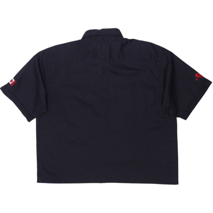 Mens Crop Black Dickies Baggy Fit Pearl Button Shirt