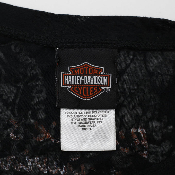 Ladies Harley Davidson Graphic Logo Biker Style T-Shirt Size L