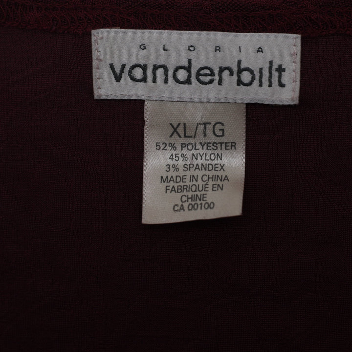 Y2K Ladies Gloria Vanderbilt Burgundy Lace Stretch Sleeveless Shell Top XL