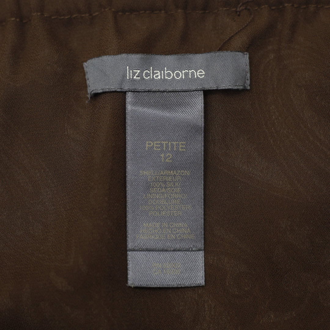 Y2K Ladies Liz Claiborne Petite Silk Paisley Skirt Asymmetrical Hem