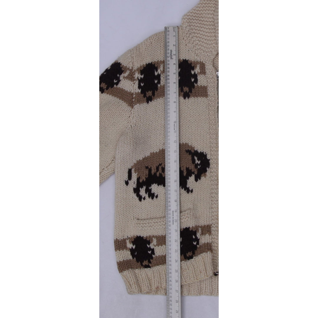 Vintage 1950s Cowichan Chunky Hand Knitted Zip Sweater Size XL | Migration_Knitwear & Sweaters - View 12 | Fashion Rerun