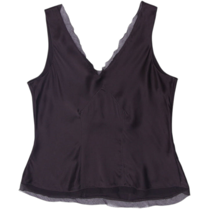 Y2K Ladies Anne Klein Black Sleeveless Top Silk V-neck Elegant