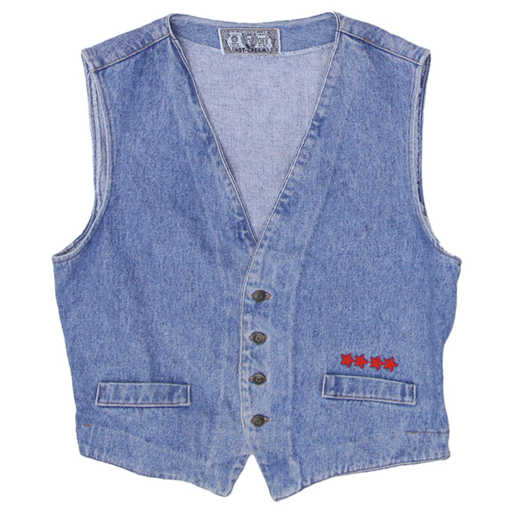 Vintage Ladies Embroidered Small Stars Denim Vest