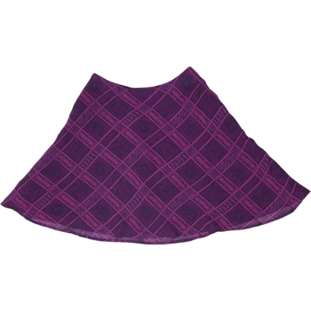Y2K Ladies Amanda Smith Purple Geometric Pattern Rayon Mini Skirt Size 6