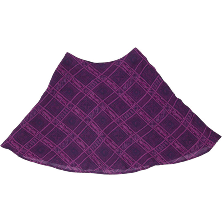 Y2K Ladies Amanda Smith Purple Geometric Pattern Rayon Mini Skirt Size 6