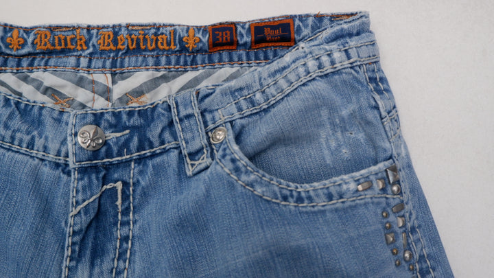 Y2K Mens Rock Revival Paul Boot Wide Leg Jeans