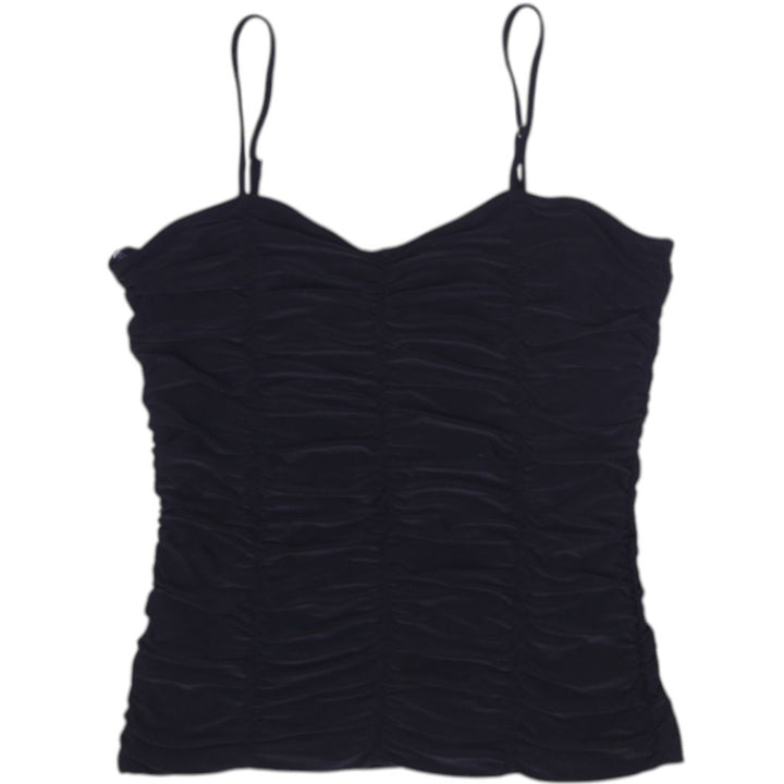Y2K Ladies Sexso Tank Top Black Ruched Spaghetti Straps Size L