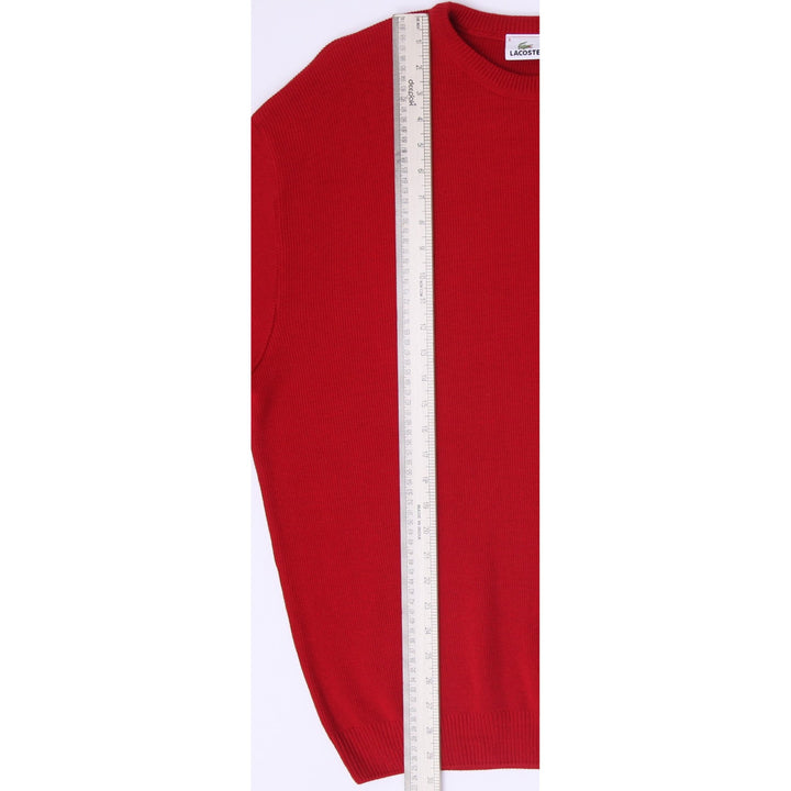 Mens Lacoste Crewneck Knit Sweater Red Embroidered Crocodile Logo