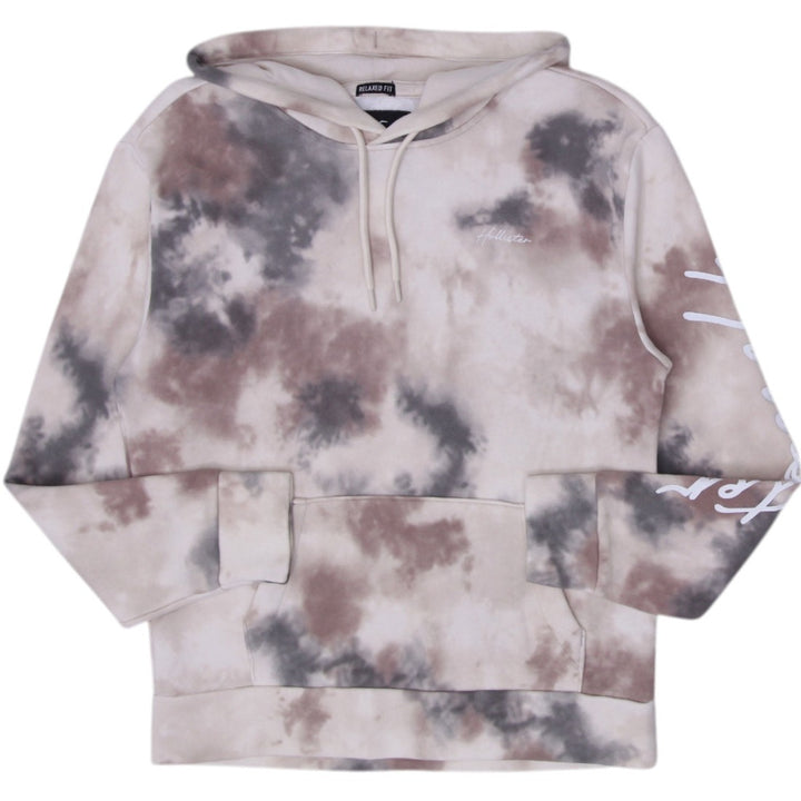 Mens Hollister Tie Dye Pullover Beige Graphic Hoodie