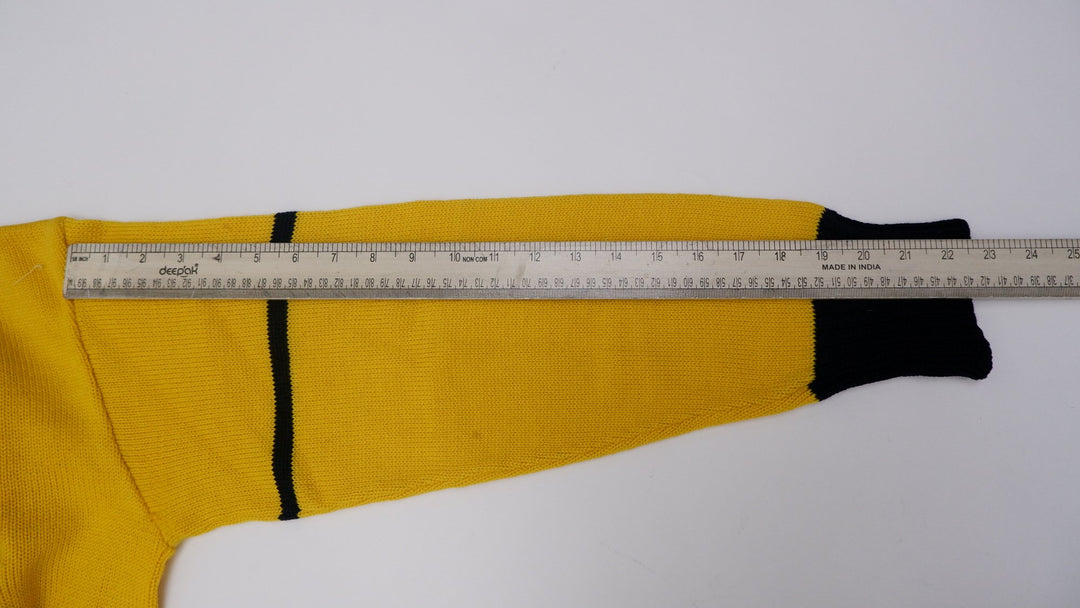 Vintage Mens Holzapfel Bros Sweater Yellow Black Knit Letterman | Migration_Jumper & Knitwear - View 13 | Fashion Rerun