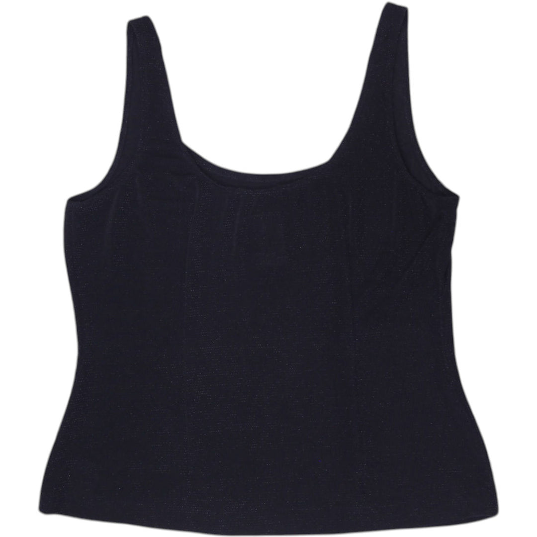 Y2K Ladies Alex Evenings Black Shimmer Metallic Tank Top Size Medium