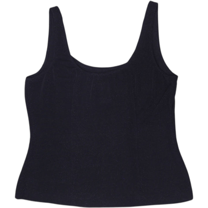 Y2K Ladies Alex Evenings Black Shimmer Metallic Tank Top Size Medium
