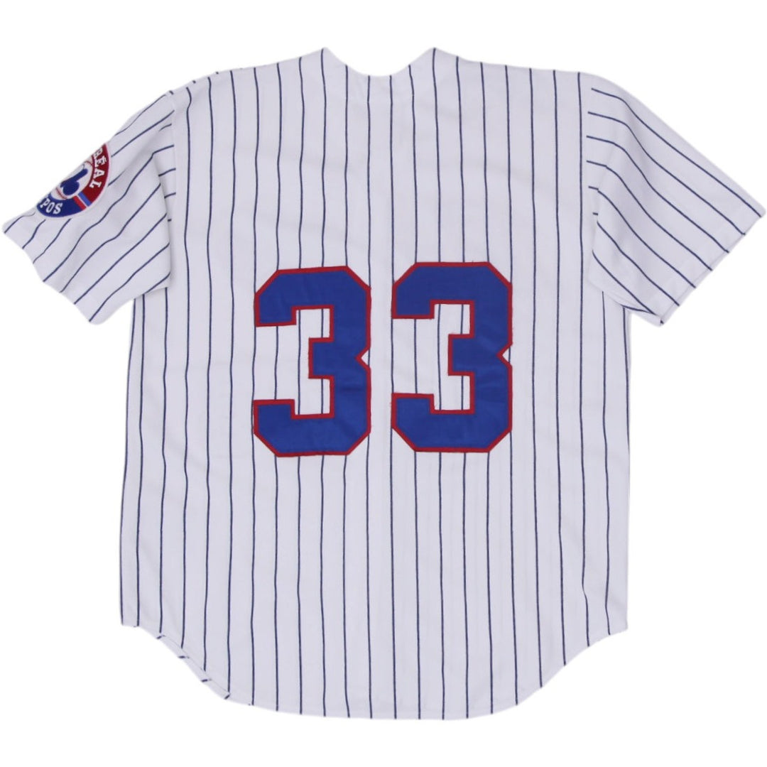 Vintage 90s Montreal Expos CCM Pinstripe Baseball Jersey L | Migration_Jerseys - Side View | Fashion Rerun