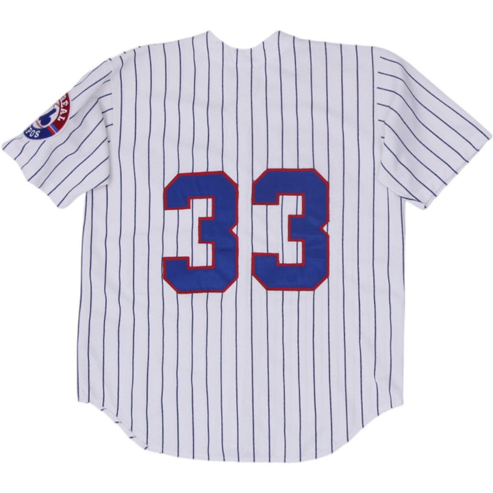 Vintage 90s Montreal Expos CCM Pinstripe Baseball Jersey L | Migration_Jerseys - Side View | Fashion Rerun