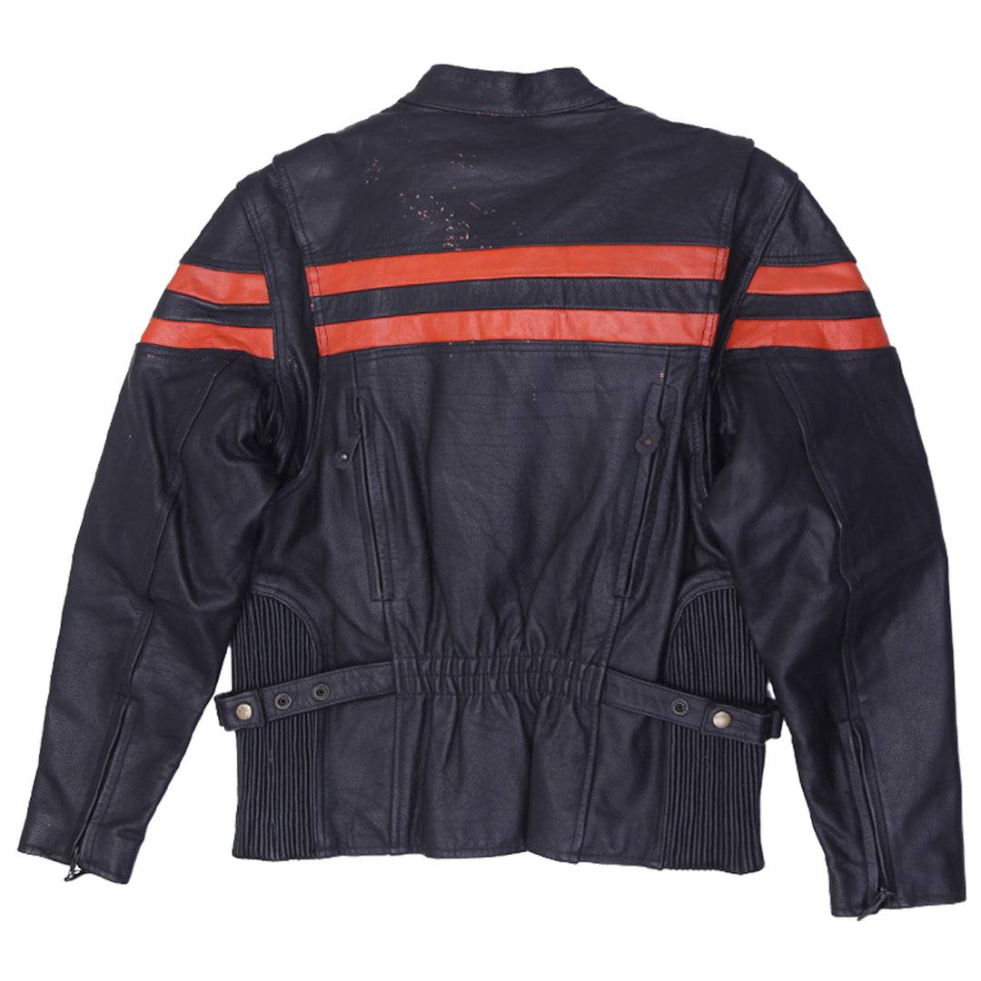 Vintage USA Bikers Dream Apparel Zip Up With Orange Striped Leather Jacket | Migration_Jacket - Side View | Fashion Rerun