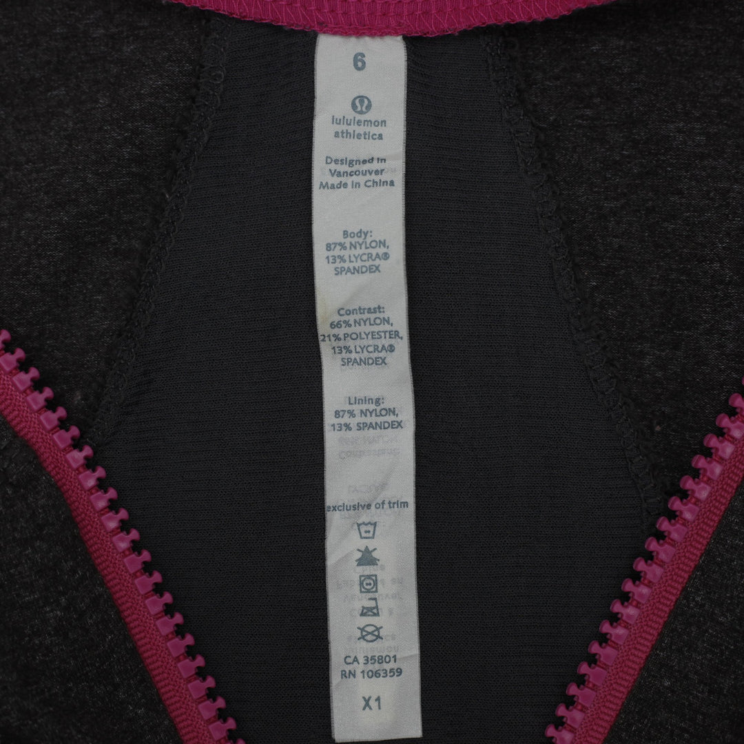 Ladies Lululemon Define Jacket Heathered Charcoal Gray Hot Pink Trim Zip Up 6