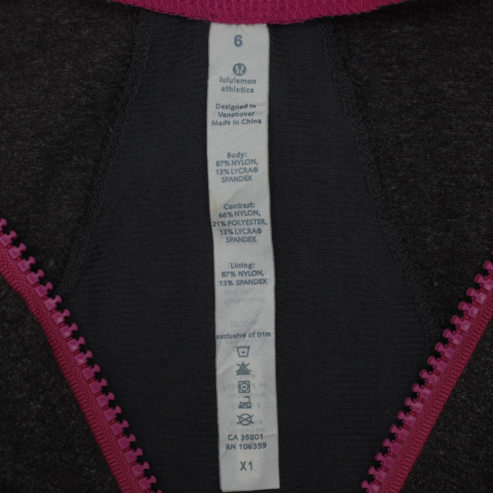 Ladies Lululemon Define Jacket Heathered Charcoal Gray Hot Pink Trim Zip Up 6