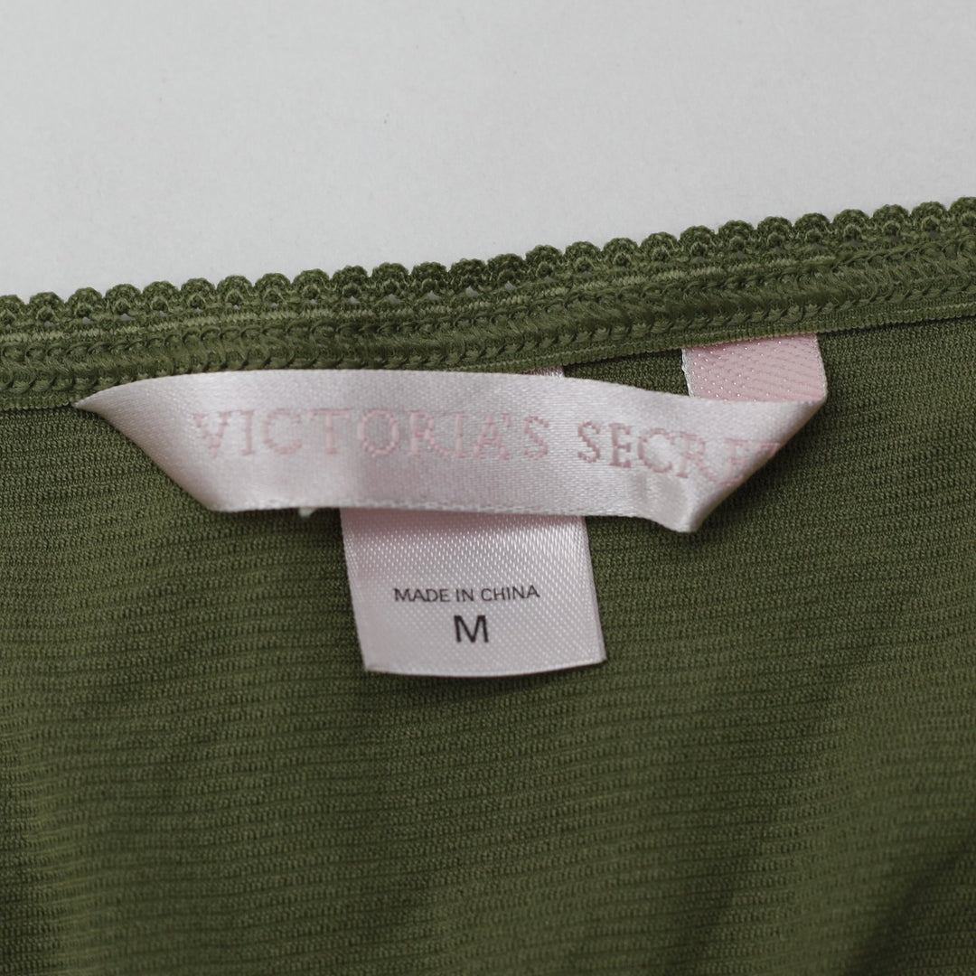 Y2K Ladies Victorias Secret Camisole Green Floral Lace Size M