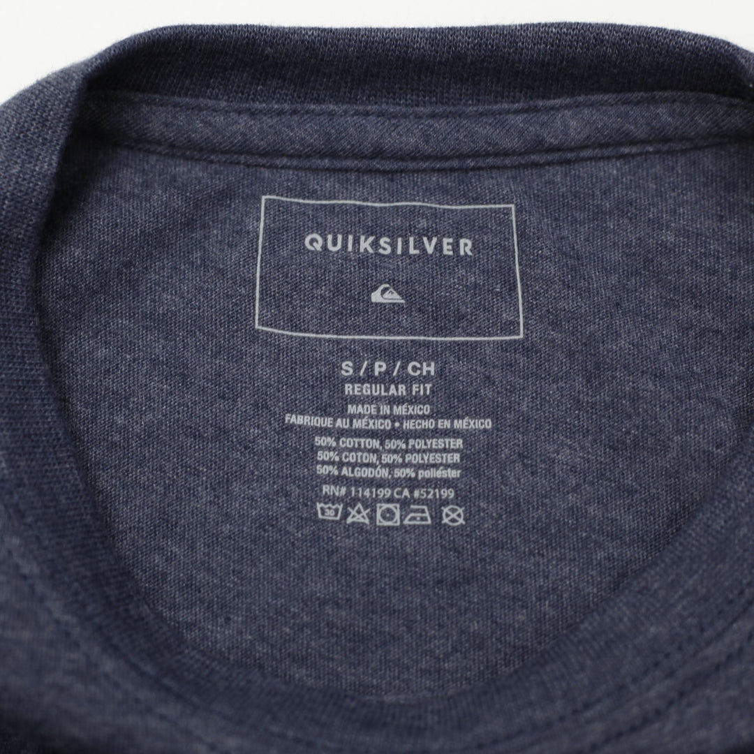 Mens Quiksilver T-Shirt Navy Blue Graphic Logo Casual Size S