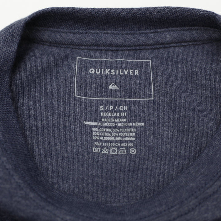 Mens Quiksilver T-Shirt Navy Blue Graphic Logo Casual Size S
