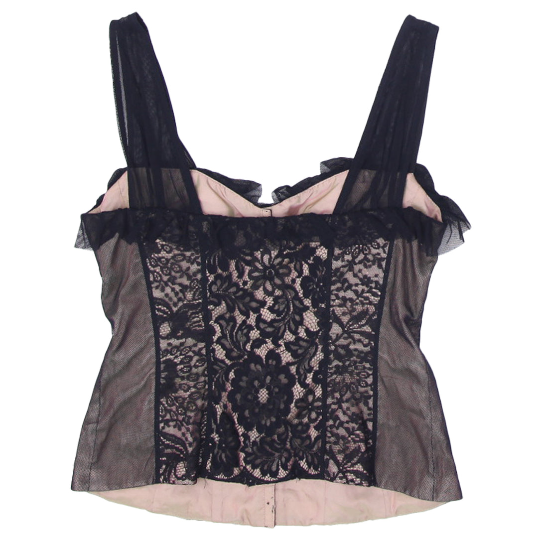 Y2K Ladies Strappy Lace Front Button Top