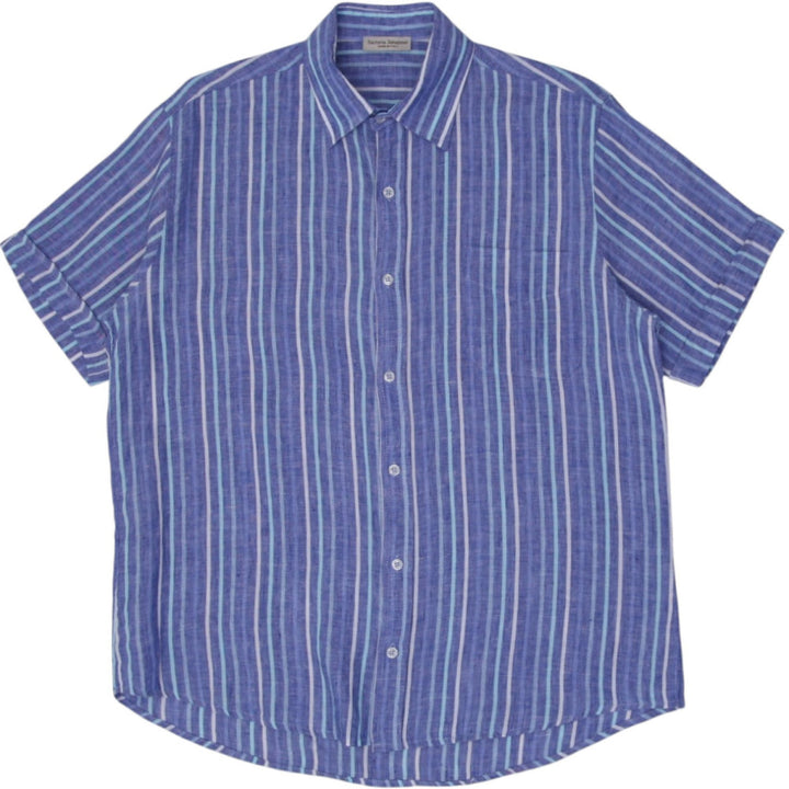 Mens Sartoria Saracena Stripe 100% Linen Short Sleeve Shirt