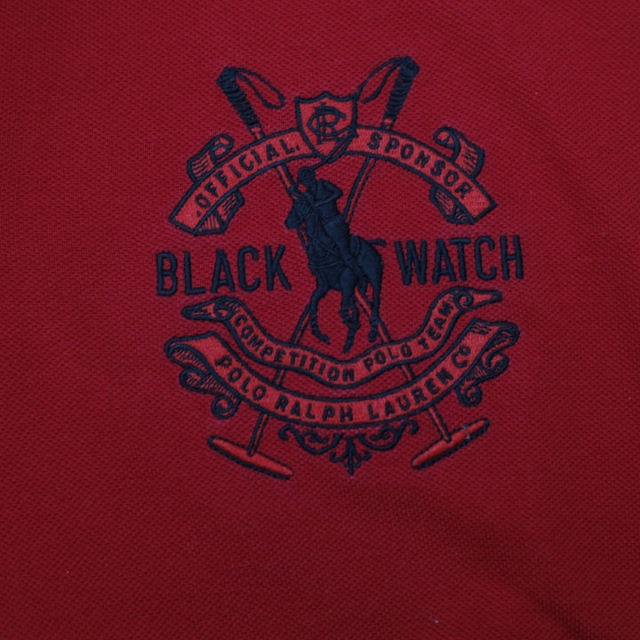 Vintage Mens Polo Ralph Lauren Black Watch Embroidered Logo Red Polo T-Shirt XL