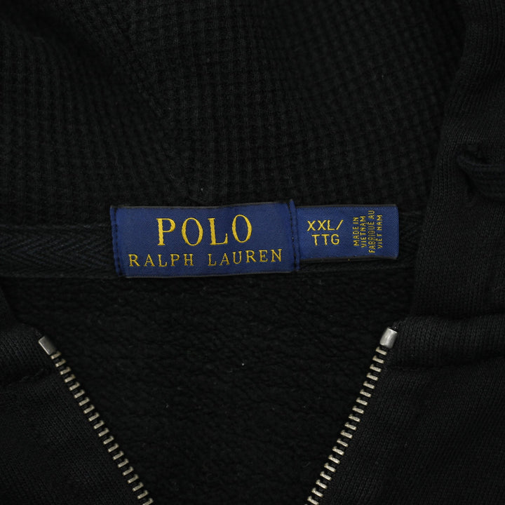 Mens Polo Ralph Lauren Hoodie Black Full Zip Embroidered Logo Size XXL