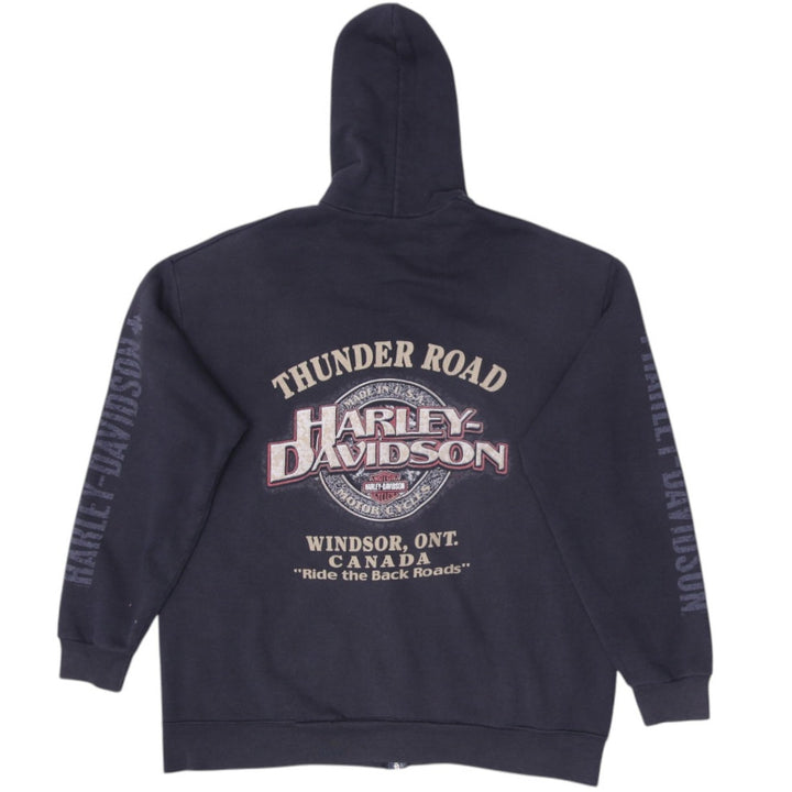 Vintage Mens Harley Davidson Hoodie Black Full Zip Graphic | Migration_Hoodies - Side View | Fashion Rerun
