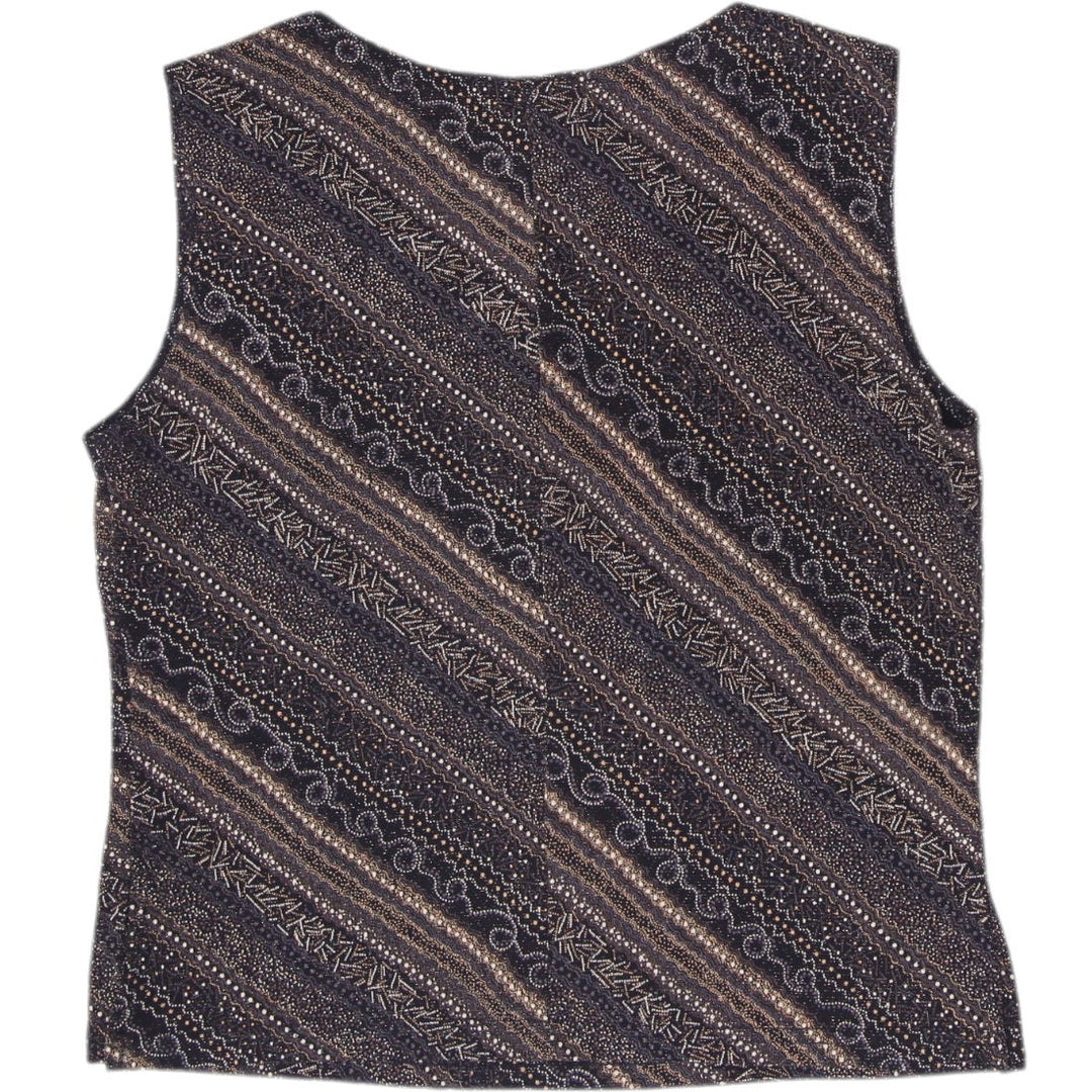 Y2K Ladies Gilani Metallic Diagonal Stripe Sleeveless Top Made in Canada 7/8