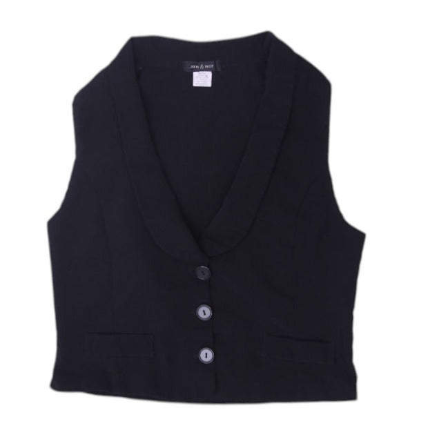 Y2K Ladies Button Up Classic Style Black Vest Size L | Migration_Y2K Tops | Fashion Rerun