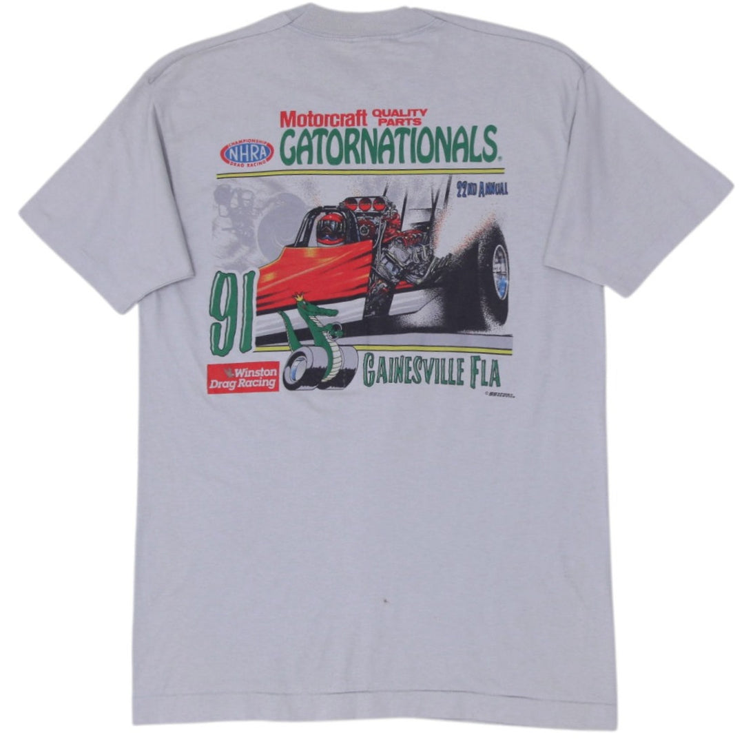 Vintage Screen Stars Best T-Shirt Gray Racing Graphic Made In USA Single Stitch | Migration_T-Shirts - Side V | Fashion Rerun