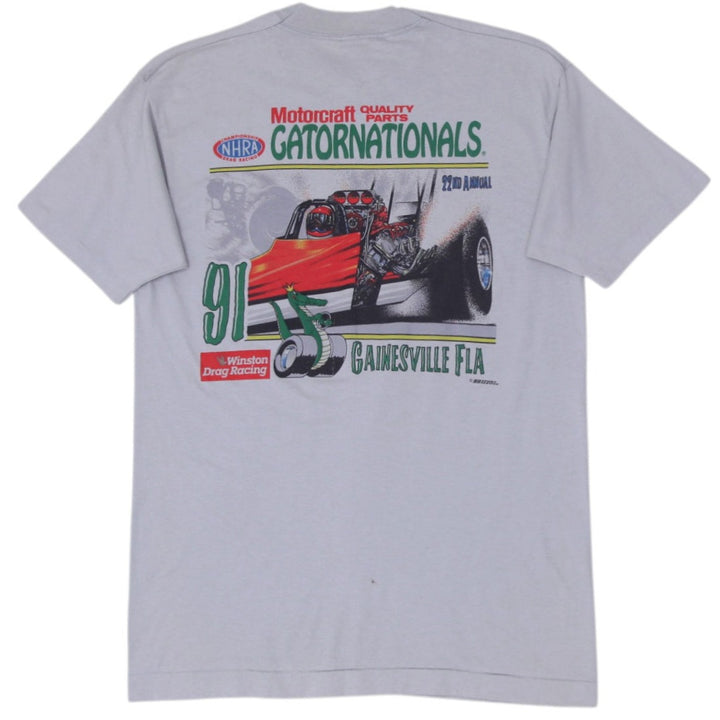 Vintage Screen Stars Best T-Shirt Gray Racing Graphic Made In USA Single Stitch | Migration_T-Shirts - Side V | Fashion Rerun
