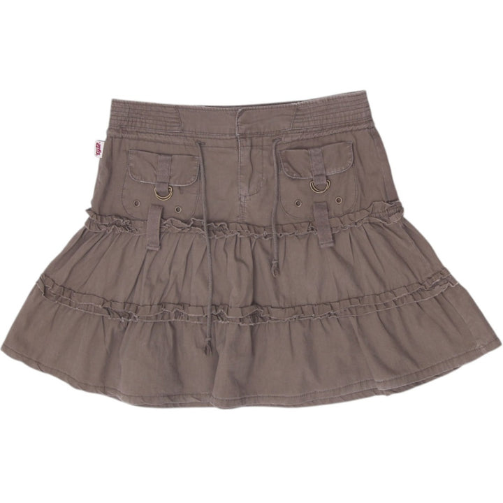 Y2K Ladies Tyle Jeans Y2K Olive Green Cargo Tiered Ruffle Mini Skirt