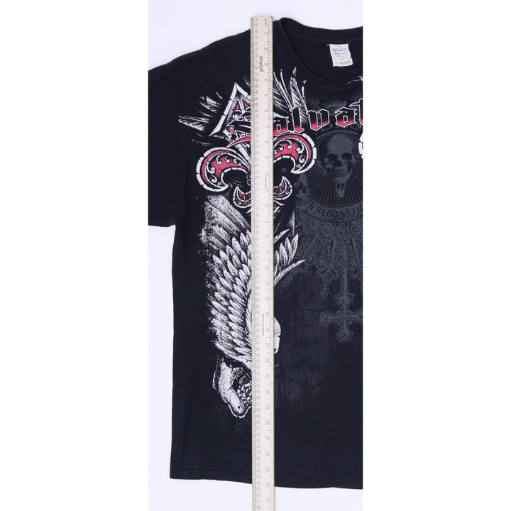 Y2K Mens Gildan Black Salvation Graphic Skulls T-Shirt Size XL