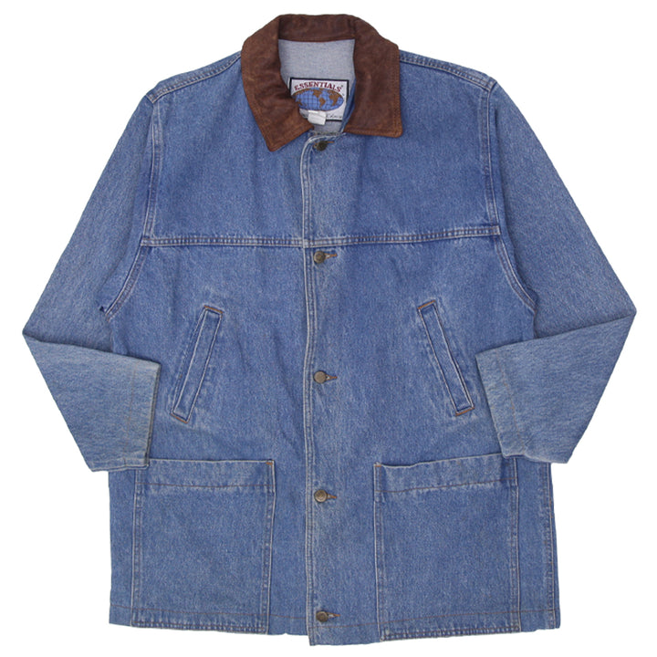 Vintage Essentials International Choice Leather Collar Chore Denim Jacket - Fashion Rerun Vintage Migration_Jacket