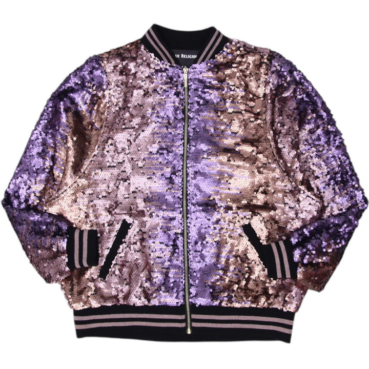 Ladies True Religion Bomber Jacket Multicolor Sequin Design Size S | Migration_Jackets | Fashion Rerun