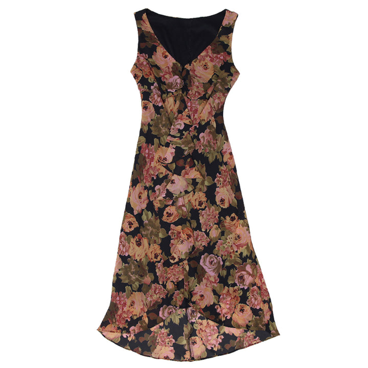 Y2K Ladies Floral Ruffle Front Sleeveless Dress