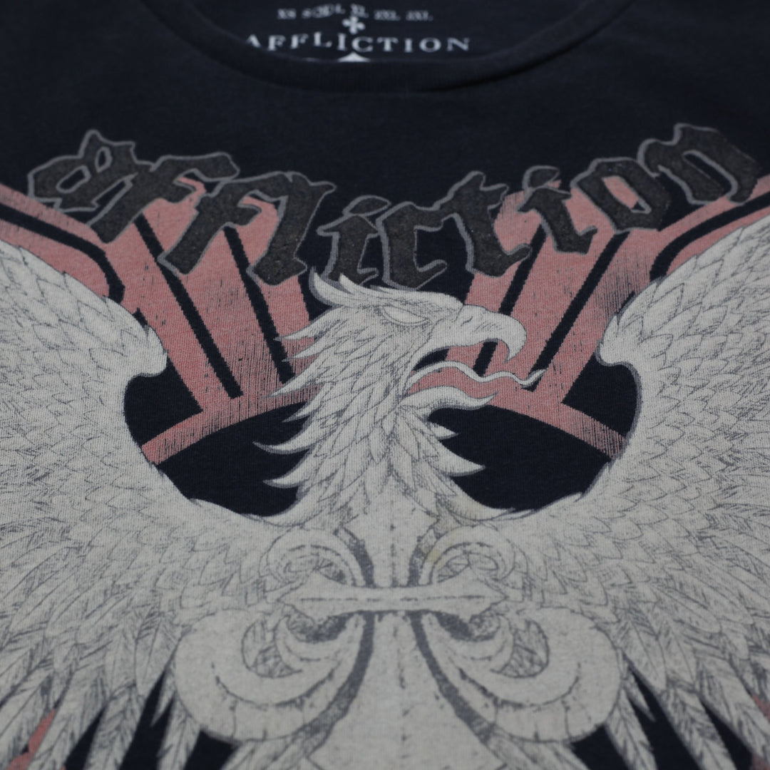 Y2K Mens Affliction Brandon Vera T-Shirt Black Graphic Design