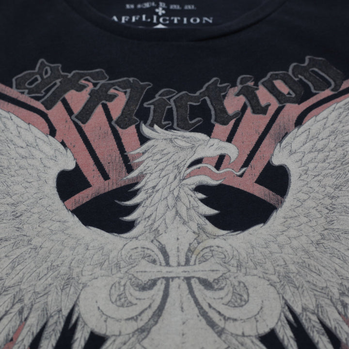 Y2K Mens Affliction Brandon Vera T-Shirt Black Graphic Design