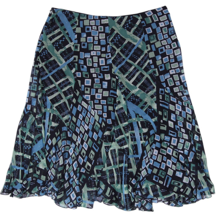 Y2K Dana Buchman Silk Chiffon Ruffle Flared Midi Skirt Size  12