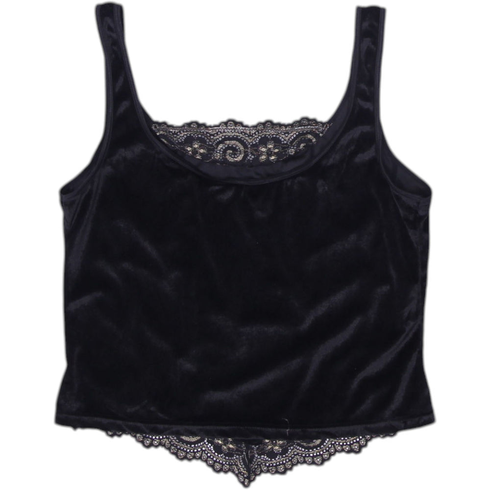 Y2K Ladies Velvet Lace Crop Top Size M | Migration_Y2K Tops - Side View | Fashion Rerun