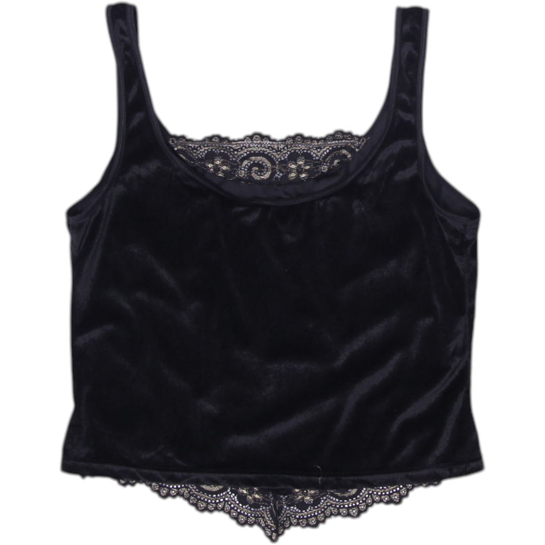 Y2K Ladies Velvet Lace Crop Top Size M | Migration_Y2K Tops - Side View | Fashion Rerun