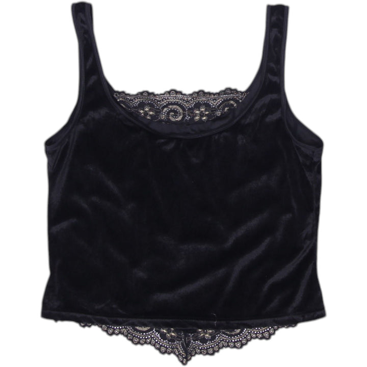 Y2K Ladies Velvet Lace Crop Top Size M | Migration_Y2K Tops - Side View | Fashion Rerun