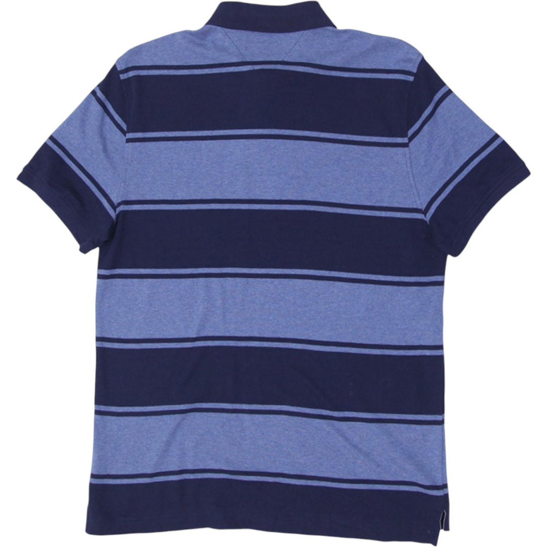 Mens Tommy Hilfiger Polo Navy Blue Striped Cotton Short Sleeve