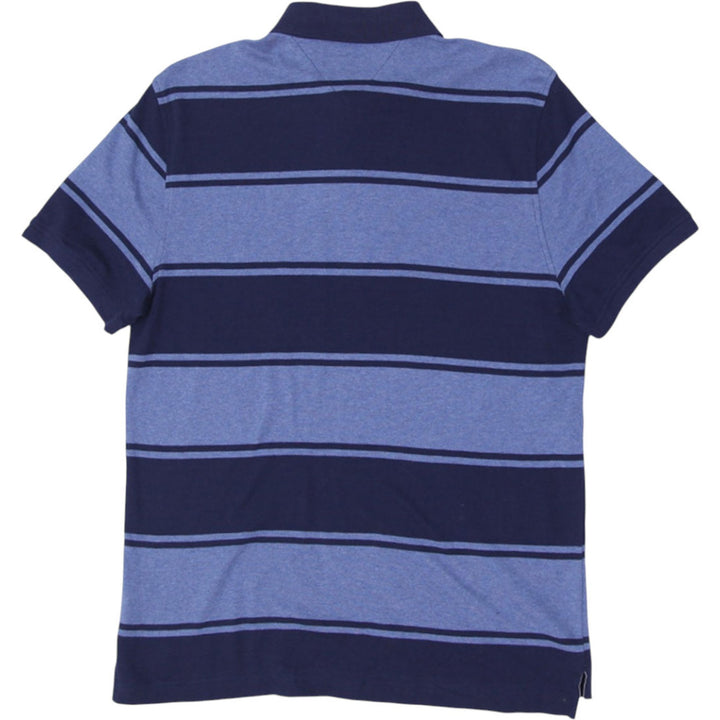 Mens Tommy Hilfiger Polo Navy Blue Striped Cotton Short Sleeve