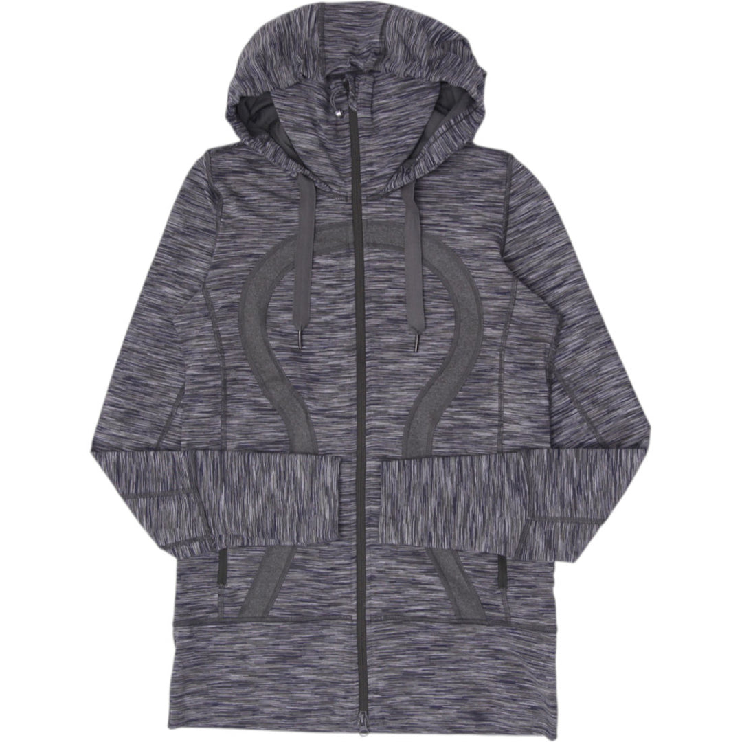 Ladies Lululemon Scuba Full Zip Hoodie in Space Dye Charcoal Gray Size 8