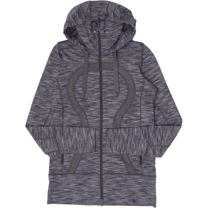 Ladies Lululemon Scuba Full Zip Hoodie in Space Dye Charcoal Gray Size 8