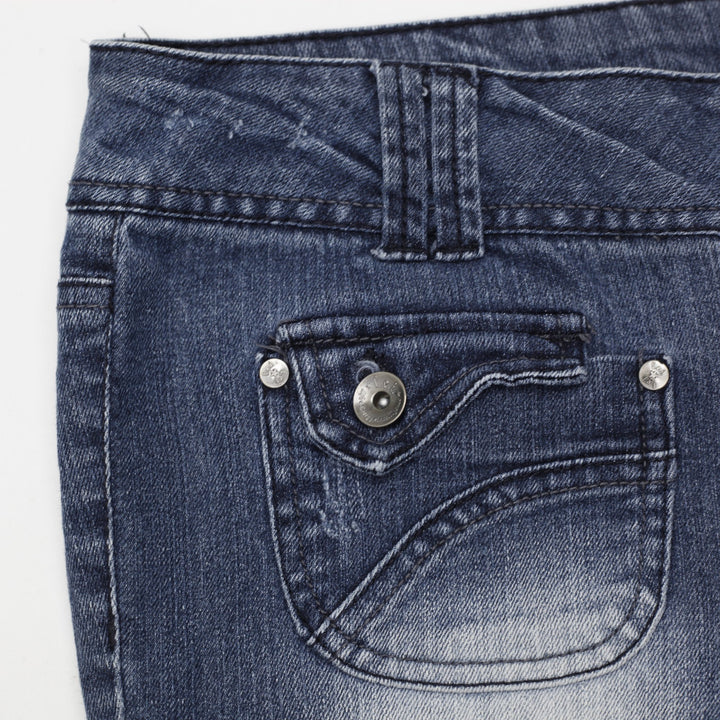 Y2K Ladies LEI Whiskered Thighs Front Pocket Detail Bootcut Jeans Size 13